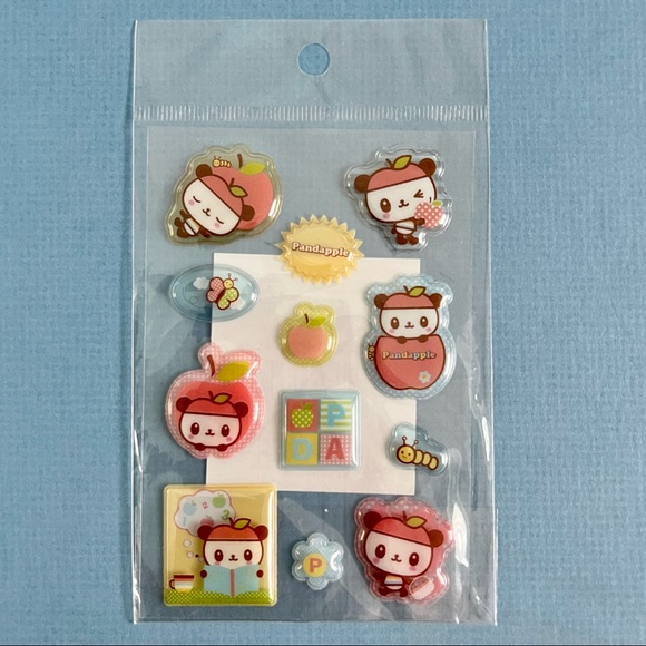 💕2/$25 Authentic Sanrio Pandapple Y2K Puffy Sticker Sheet - Picture 1 of 1